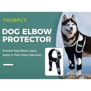 KISFLY Dog Elbow Protector Brace Front Leg Joint Support Large Black Grey NEW